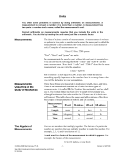 Measurements Measurements Occurring in the Study of Mechanics