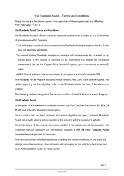 KIA Roadside Assist &ndash; Terms and Conditions