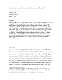 1 An artisan `revolution` in late medieval and early