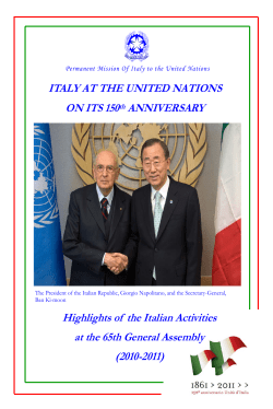 ITALY AT THE UNITED NATIONS ON ITS 150th ANNIVERSARY