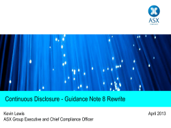 Continuous Disclosure - Guidance Note 8 Rewrite