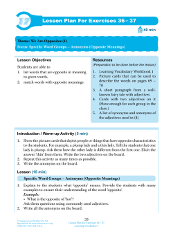 Lesson Plan For Exercises 36 &ndash; 37