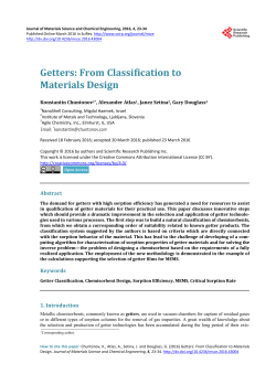 Getters: From Classification to Materials Design