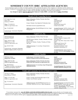 SOMERSET COUNTY IDRC AFFILIATED AGENCIES