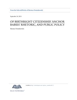 of birthright citizenship, `anchor babies` - SelectedWorks