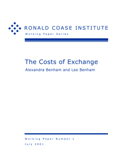 The Costs of Exchange - The Ronald Coase Institute