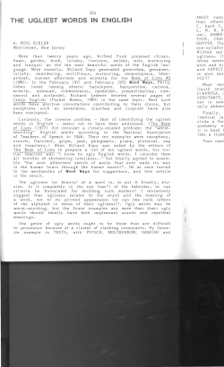 The Ugliest Words In English - Digital Commons @ Butler University