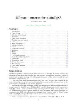 OPmac &ndash; macros for plainTEX