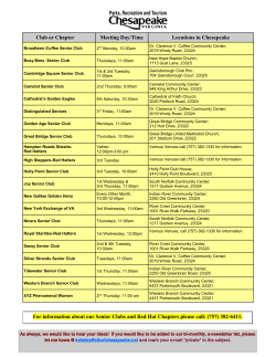 Club or Chapter Meeting Day/Time Locations in Chesapeake For