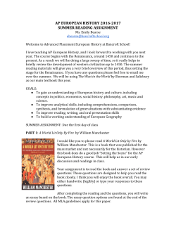 ap european history 2016-‐2017 summer reading