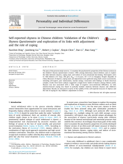 Self-reported shyness in Chinese children: Validation of the