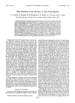 1974 Gosling Mass ejections from the Sun