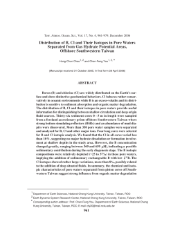 Distribution of B, Cl and Their Isotopes in Pore Waters Separated