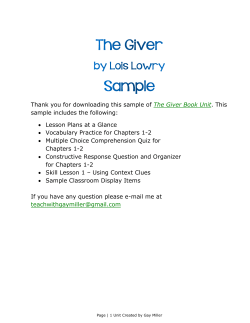 The Giver Book Unit - Book Units Teacher