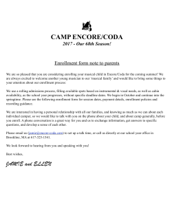 Enrollment Form - Camp Encore/Coda