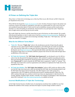 A Primer on Defining the Triple Aim