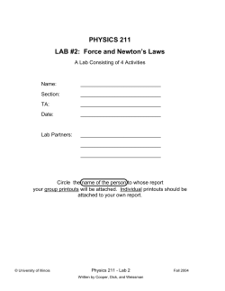 PHYSICS 211 LAB #2: Force and Newton`s Laws