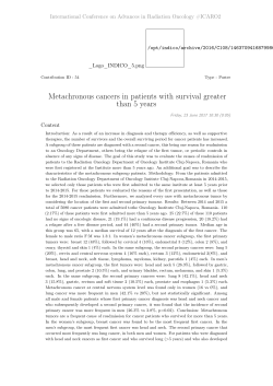 Metachronous cancers in patients with survival greater than 5 years