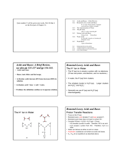 Acids and Bases: A Brief Review, see also pp 121