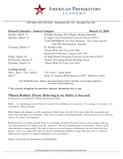 School Calendar &ndash; Salem Campus March 11, 2016 *March Builders