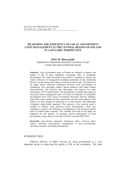 MEASURING THE EFFICIENCY OF LOCAL GOVERNMENT