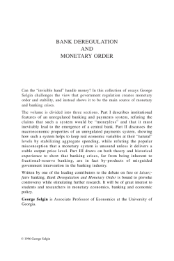 bank deregulation and monetary order