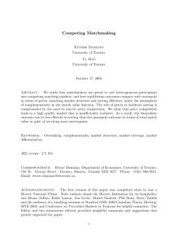 Competing Matchmaking - Vancouver School of Economics