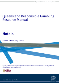 Queensland Responsible Gambling Resource Manual: Hotels