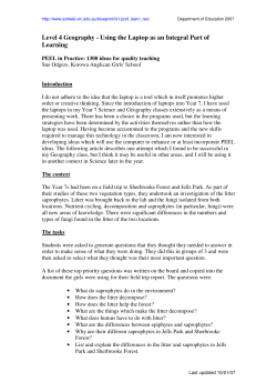 Level 4 Geography - Using the Laptop as an Integral Part of Learning