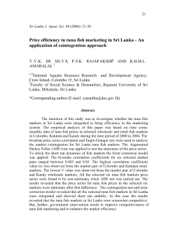 Price efficiency in tuna fish marketing in Sri Lanka