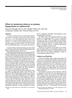 Effect of smokeless tobacco on plasma lipoproteins in adolescents