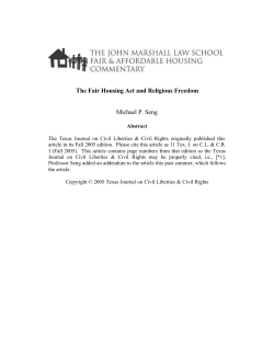 Fair Housing Act and Religious Freedom