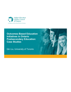 Outcomes-Based Education Initiatives in Ontario