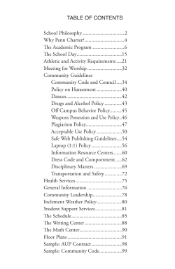 TABLE OF CONTENTS School Philosophy ................................2 Why