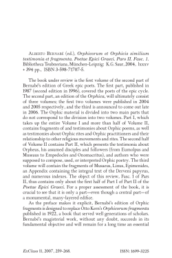 Alberto bernAb&eacute; (ed.), Orphicorum et Orphicis similium