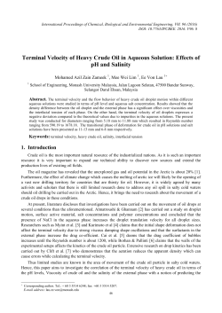 Terminal Velocity of Heavy Crude Oil in Aqueous Solution