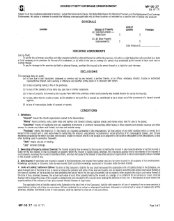 CHURCH THEFT COVERAGE. ENDORSEMENT MPOO 27 (Ed. 07