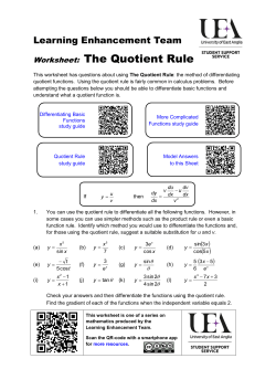 The Quotient Rule worksheet