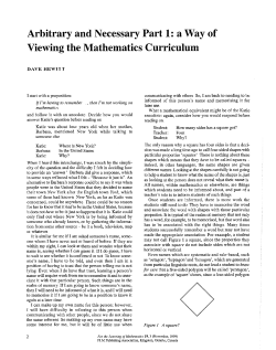 Arbitrary and Necessary Part 1: a Way of Viewing the Mathematics
