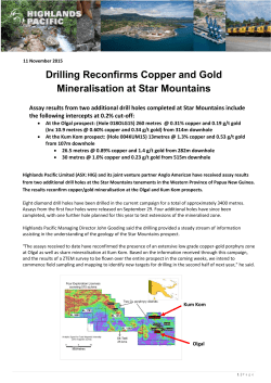 Star Mountains Drilling Results