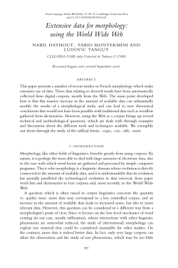 Extensive data for morphology: using the World Wide - CLLE-ERSS