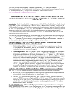 Implementation of 50 NM Longitudinal, 30 NM Longitudinal and 30