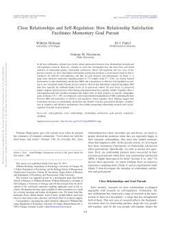 Close Relationships and Self-Regulation: How