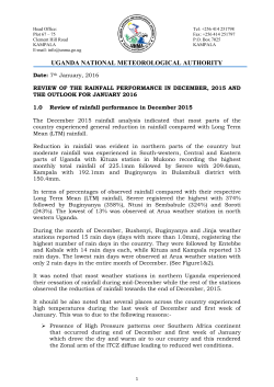 Monthly Rainfall Performance of December 2015