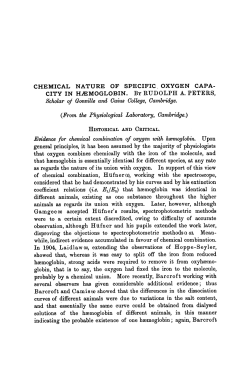 Chemical nature of specific oxygen capacity in haemoglobin.