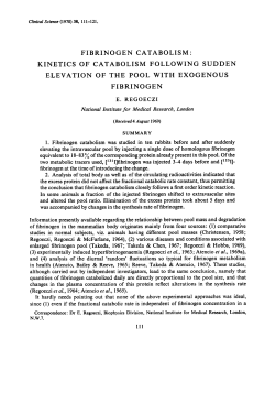 Fibrinogen Catabolism: Kinetics of Catabolism following Sudden