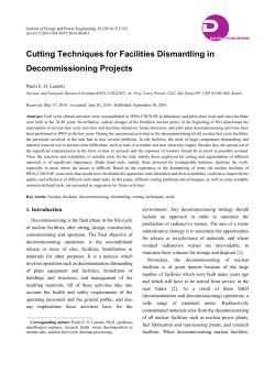 Cutting Techniques for Facilities Dismantling in Decommissioning