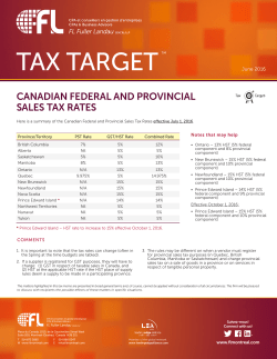 Canadian Federal and Provincial Sales Tax Rates