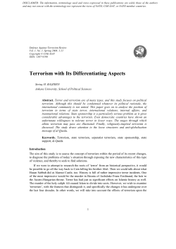 Terrorism with Its Differentiating Aspects - COE-DAT