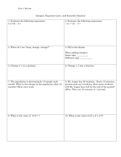 Integers, Exponent Laws, and Scientific Notation 1. Evaluate the